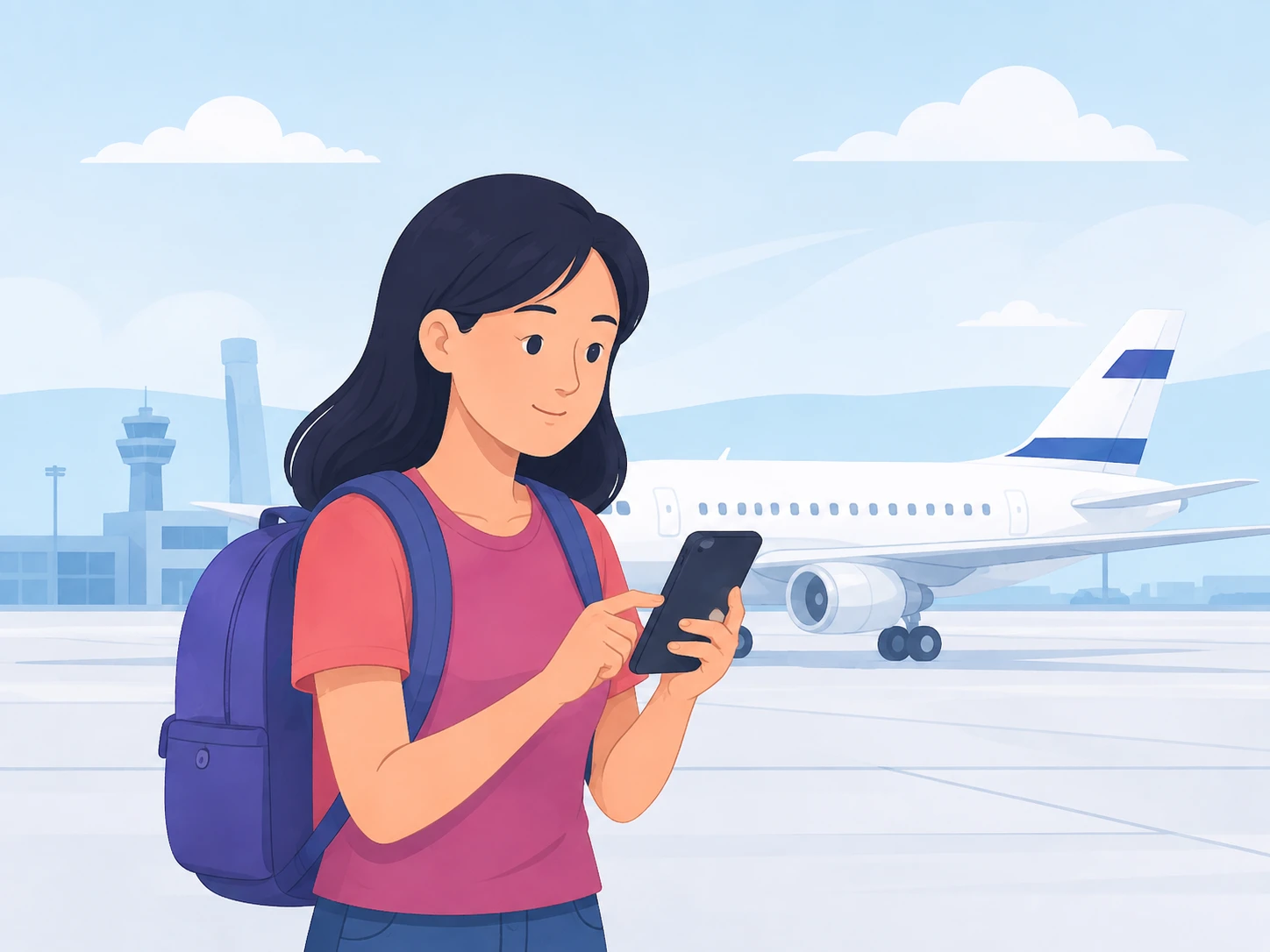 Traveler checking a voicemail summary on their phone